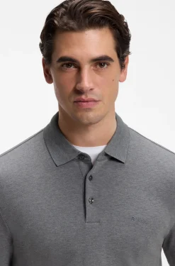 Longsleeve-Poloshirt aus Interlock-Baumwolle mit Logo
