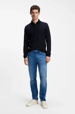 Longsleeve-Poloshirt aus Interlock-Baumwolle mit Logo