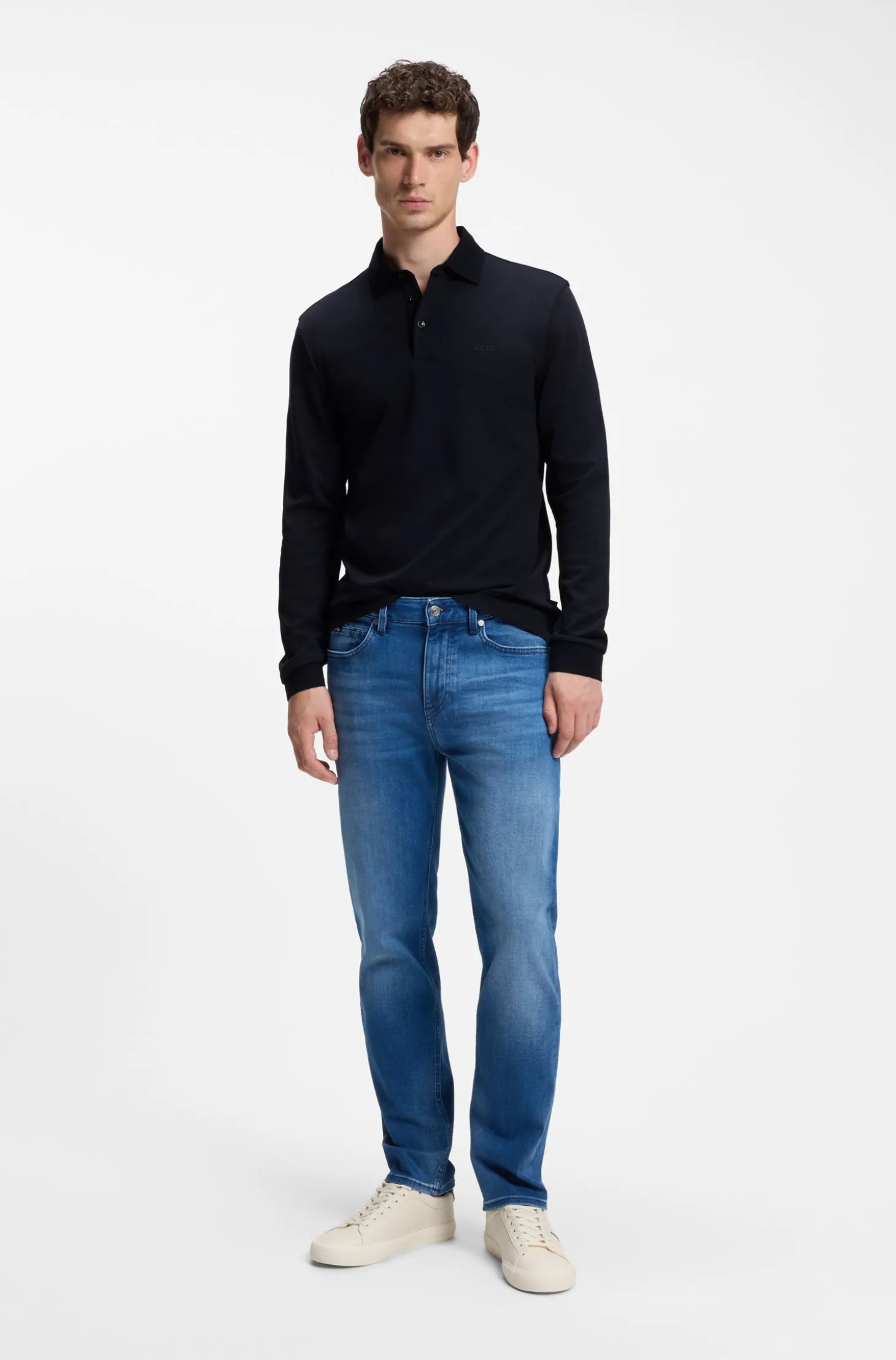 Longsleeve-Poloshirt aus Interlock-Baumwolle mit Logo