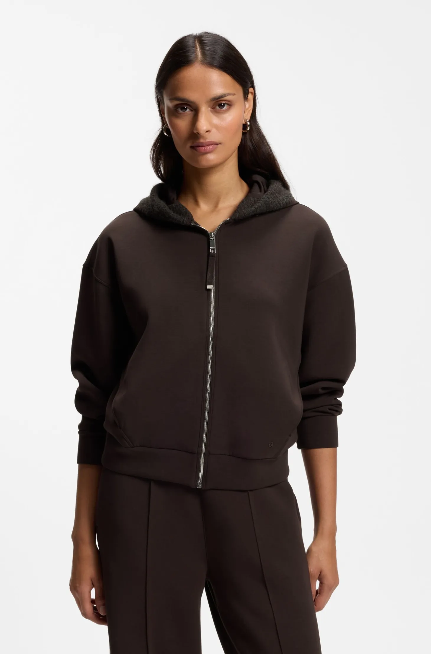 Loose-Fit Hoodie aus Scuba-Jersey mit Reißverschluss