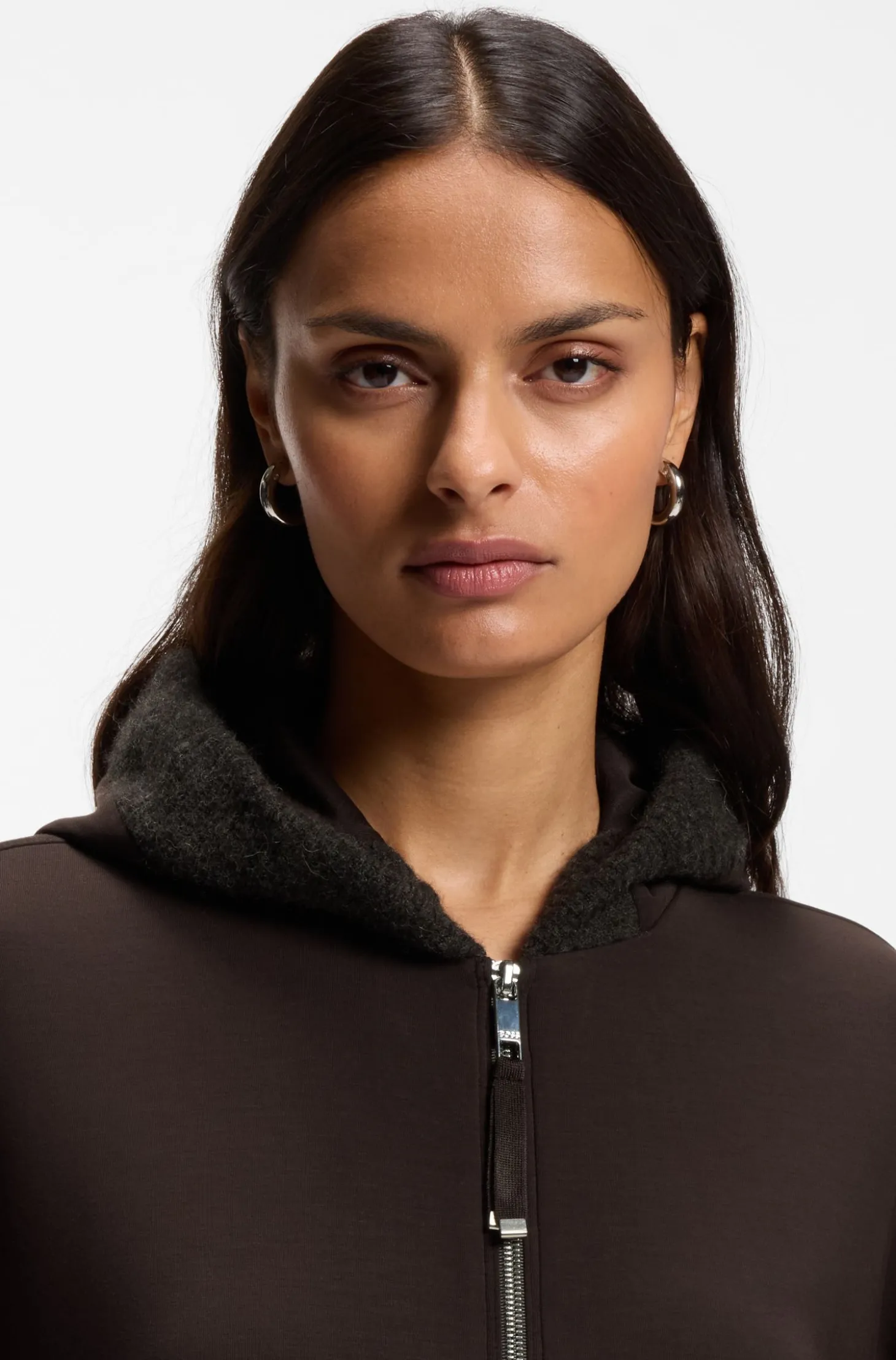 Loose-Fit Hoodie aus Scuba-Jersey mit Reißverschluss