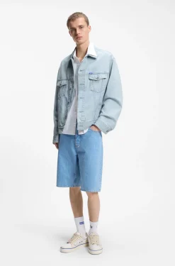 Loose-Fit Jacke aus Denim in Vintage-Blau