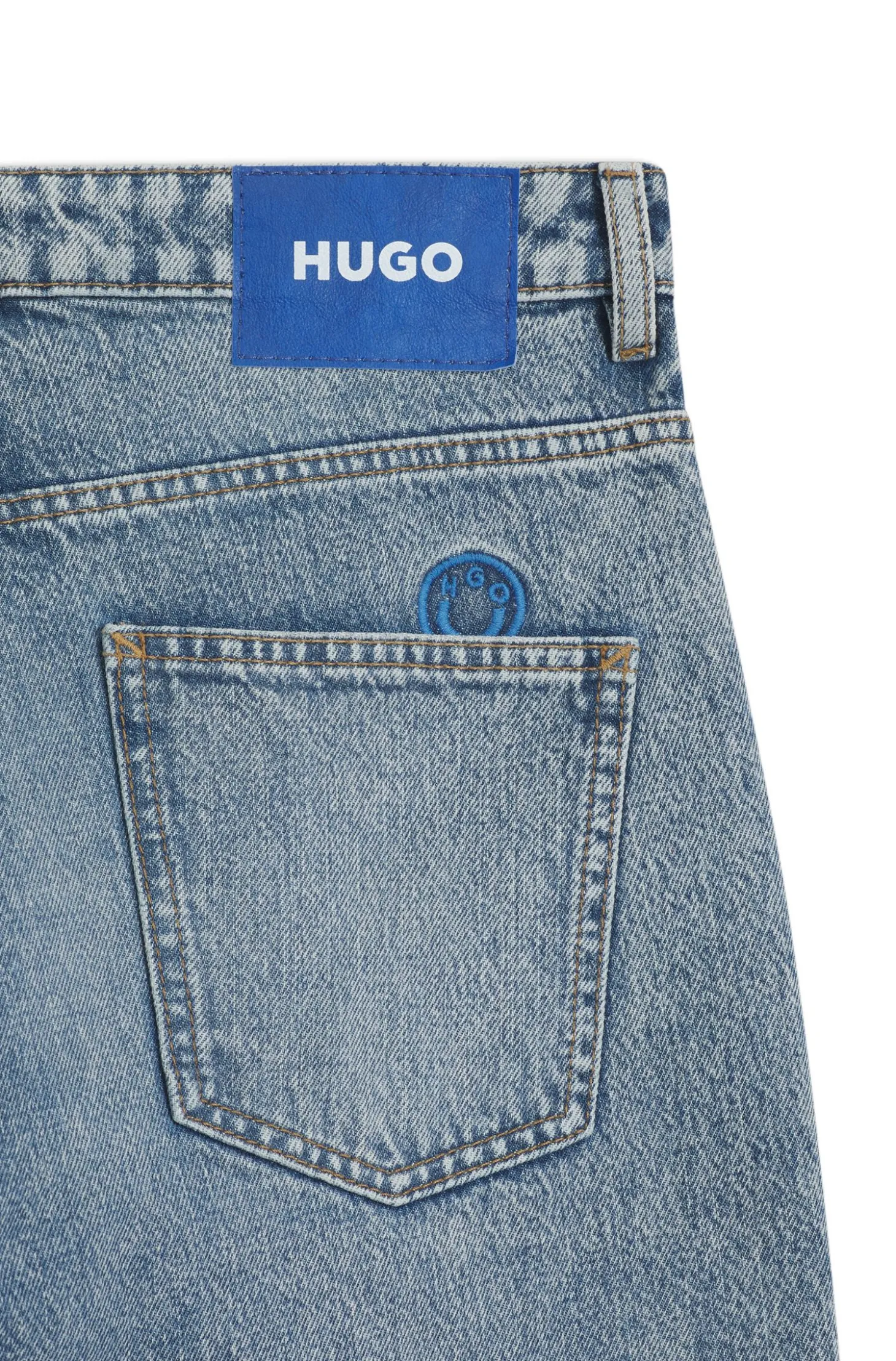 Loose-Fit Jeans aus blauem Denim mit sichtbarem Reißverschluss