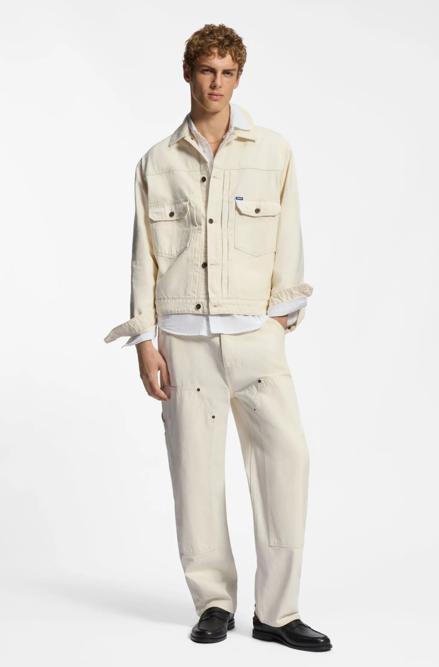 Loose-Fit Jeans aus Denim in Ecru