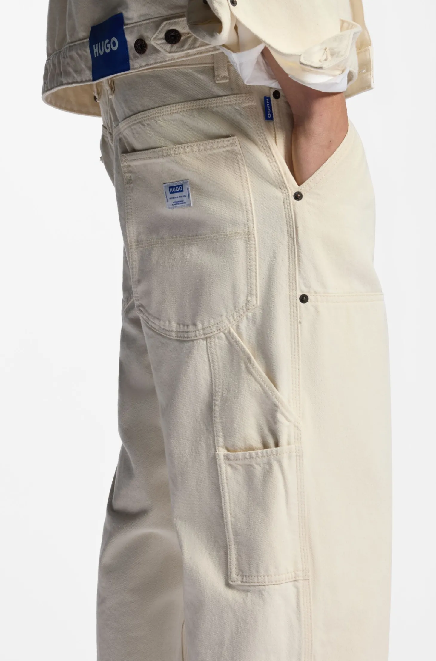 Loose-Fit Jeans aus Denim in Ecru