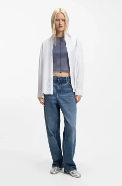 Loose-Fit Jeans aus gewaschenem blauem Denim