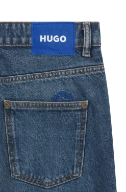 Loose-Fit Jeans aus gewaschenem blauem Denim