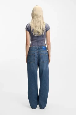 Loose-Fit Jeans aus gewaschenem blauem Denim