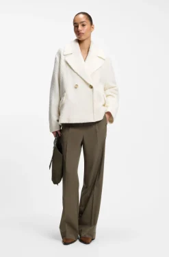 Loose-Fit Mantel aus Bouclé mit zweireihiger Knopfleiste