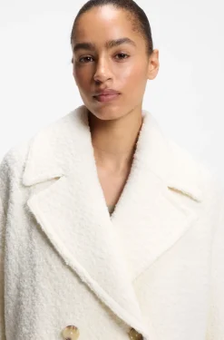 Loose-Fit Mantel aus Bouclé mit zweireihiger Knopfleiste
