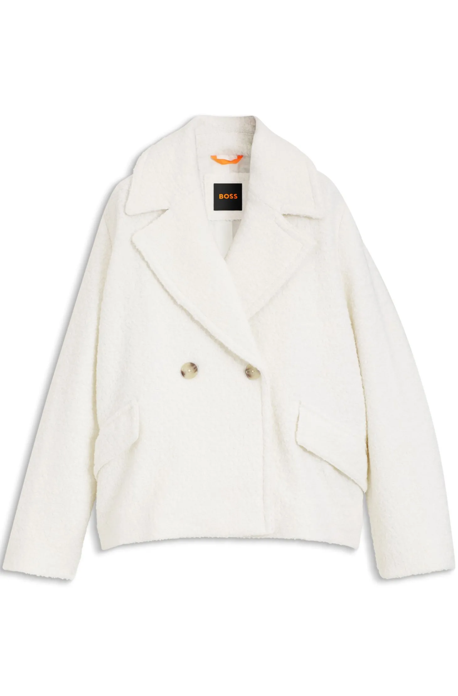 Loose-Fit Mantel aus Bouclé mit zweireihiger Knopfleiste