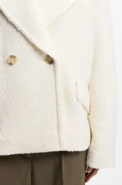 Loose-Fit Mantel aus Bouclé mit zweireihiger Knopfleiste