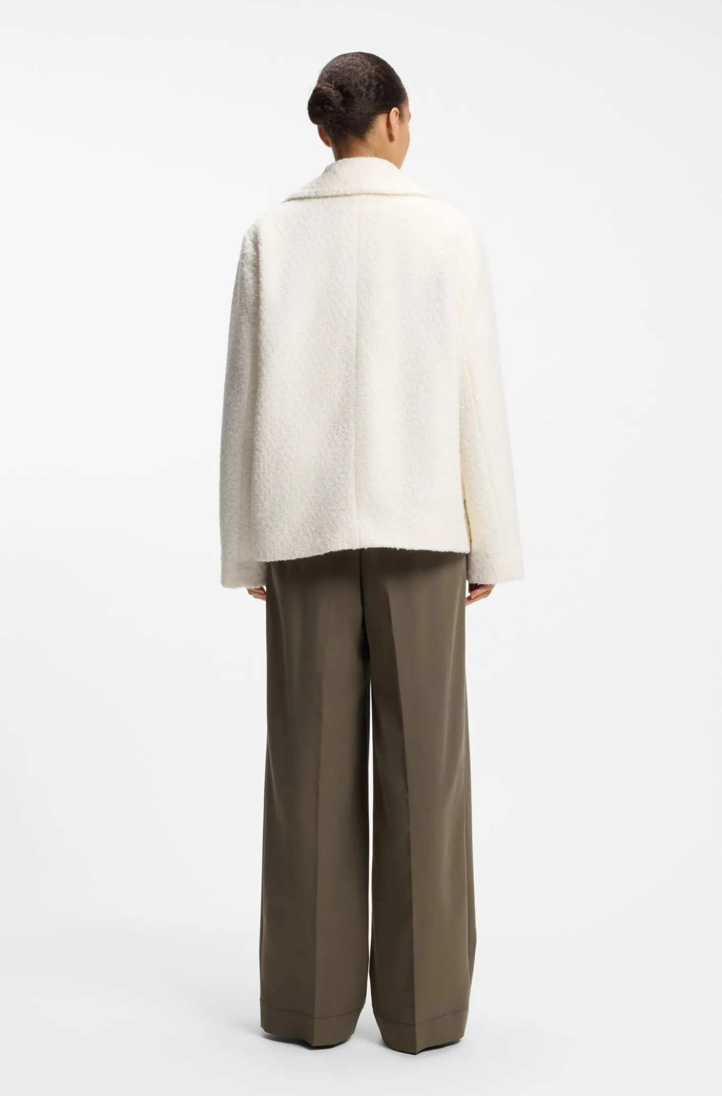 Loose-Fit Mantel aus Bouclé mit zweireihiger Knopfleiste