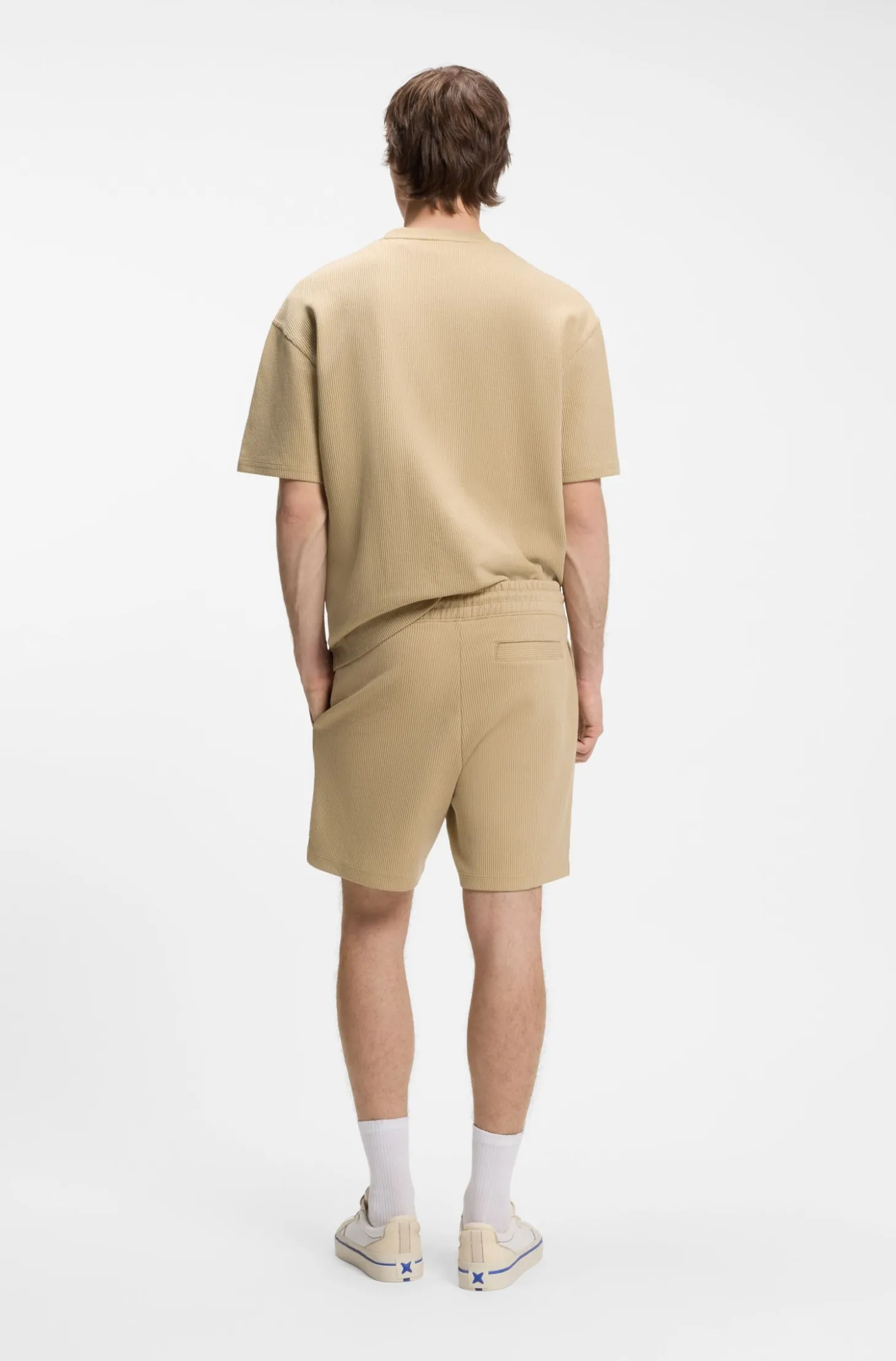 Loose-Fit Shorts aus Baumwoll-Mix mit Waffelstruktur