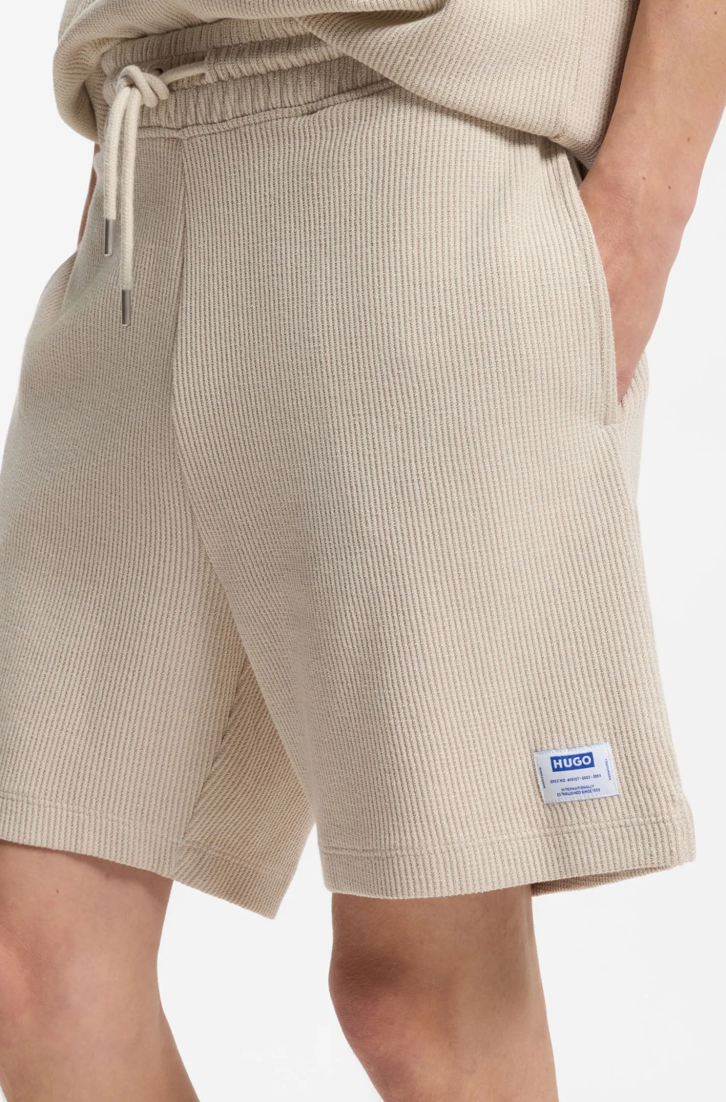 Loose-Fit Shorts aus Baumwoll-Mix mit Waffelstruktur