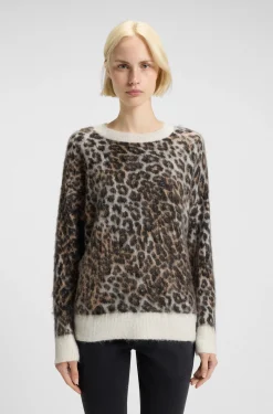 Loose-Fit Strickpullover mit Leoparden-Jacquard