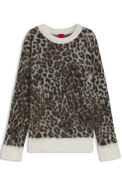 Loose-Fit Strickpullover mit Leoparden-Jacquard