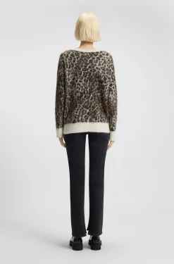 Loose-Fit Strickpullover mit Leoparden-Jacquard