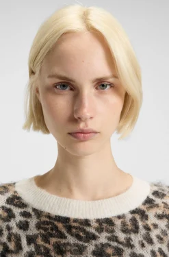 Loose-Fit Strickpullover mit Leoparden-Jacquard