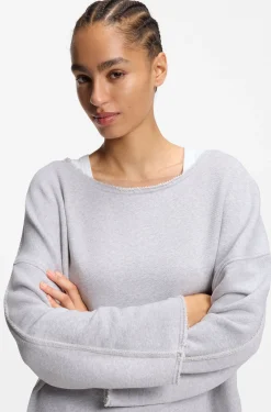 Loose-Fit Sweatshirt aus Baumwoll-Mix mit unversäuberten Säumen