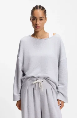 Loose-Fit Sweatshirt aus Baumwoll-Mix mit unversäuberten Säumen