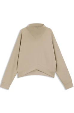 Loose-Fit Sweatshirt mit drapiertem Trichterkragen
