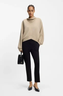 Loose-Fit Sweatshirt mit drapiertem Trichterkragen