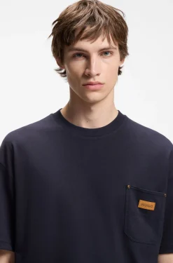 Loose-Fit T-Shirt aus Baumwolle mit Logo-Patch aus Veloursleder
