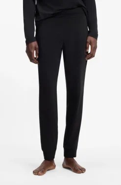 Loungewear-Hose mit Bündchen aus Stretch-Baumwolle mit Logo-Print