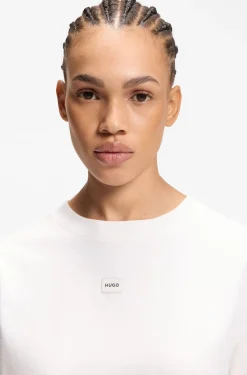 Loungewear-T-Shirt aus Stretch-Gewebe mit Logo-Label