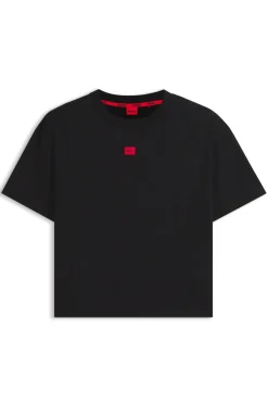 Loungewear-T-Shirt aus Stretch-Gewebe mit Logo-Label