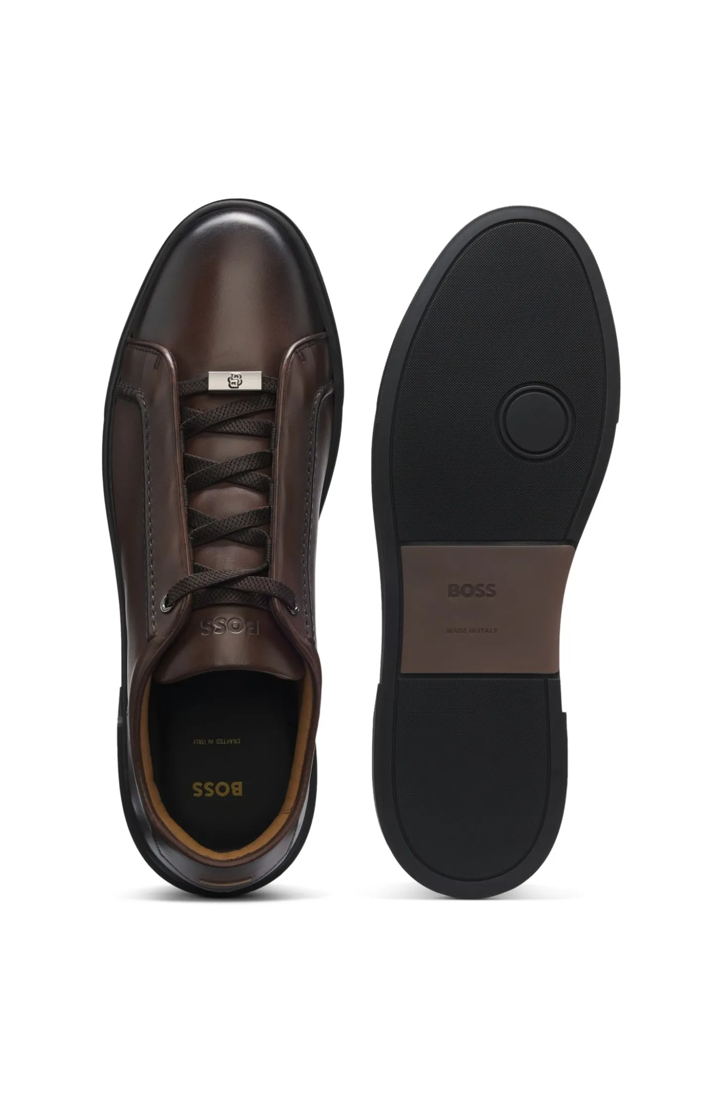 Low-Top-Sneakers aus gebürstetem Premium-Leder