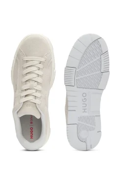 Lowtop Sneakers aus Veloursleder-Imitat