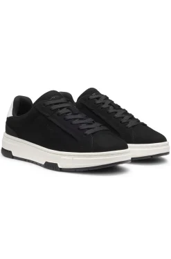 Lowtop Sneakers aus Veloursleder-Imitat