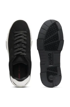 Lowtop Sneakers aus Veloursleder-Imitat