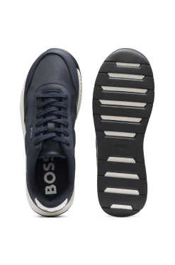 Lowtop Sneakers mit strukturiertem Obermaterial