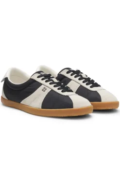 Lowtop Sneakers mit Veloursleder-Details