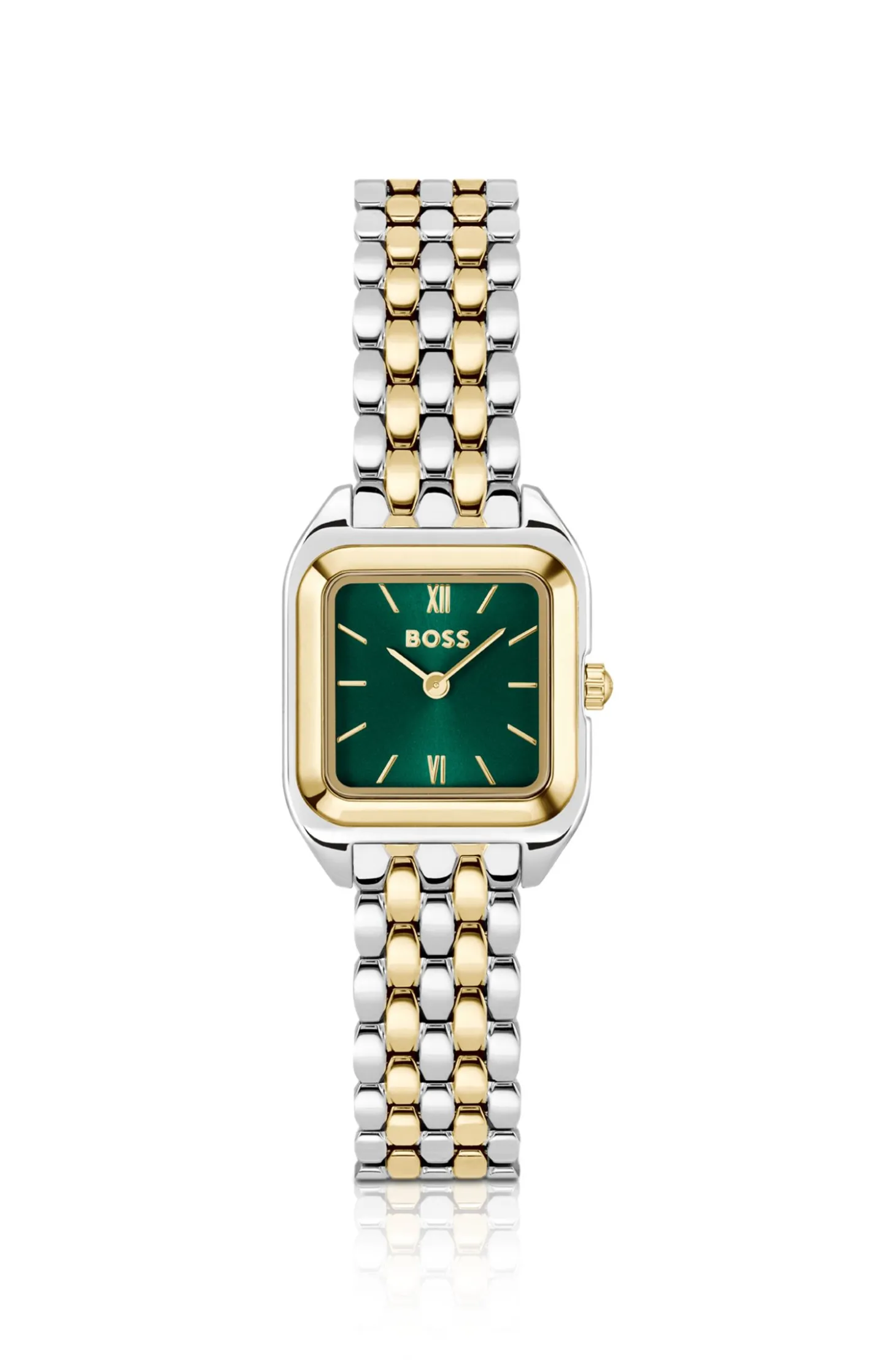 MAE PETITE Uhr mit grünem Zifferblatt und zweifarbigem Armband