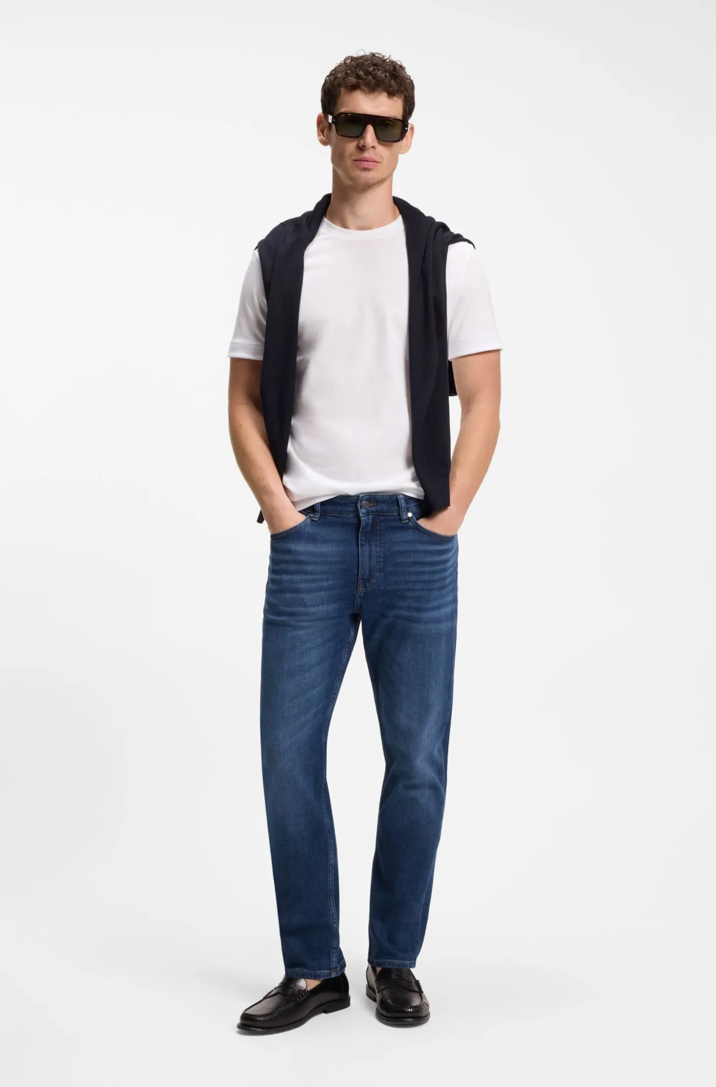 Maine blaue Regular-Fit Jeans aus bequemem Stretch-Denim