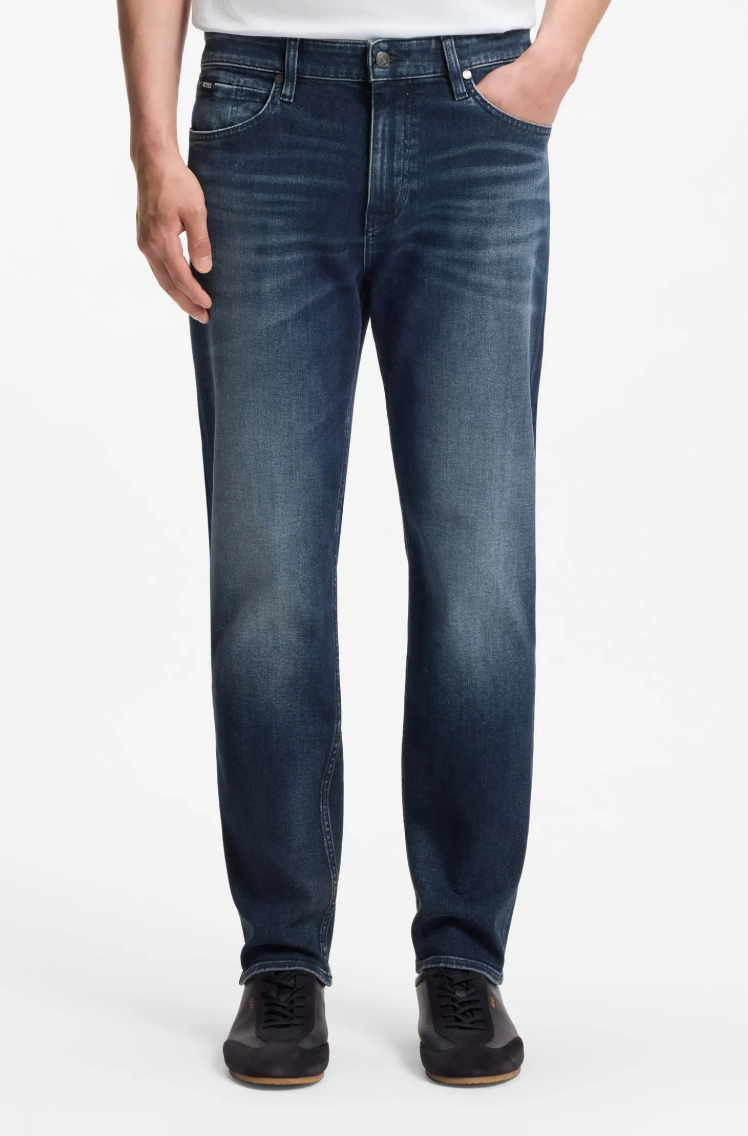 Maine Dunkelblaue Regular-Fit Jeans aus Stretch-Baumwolle