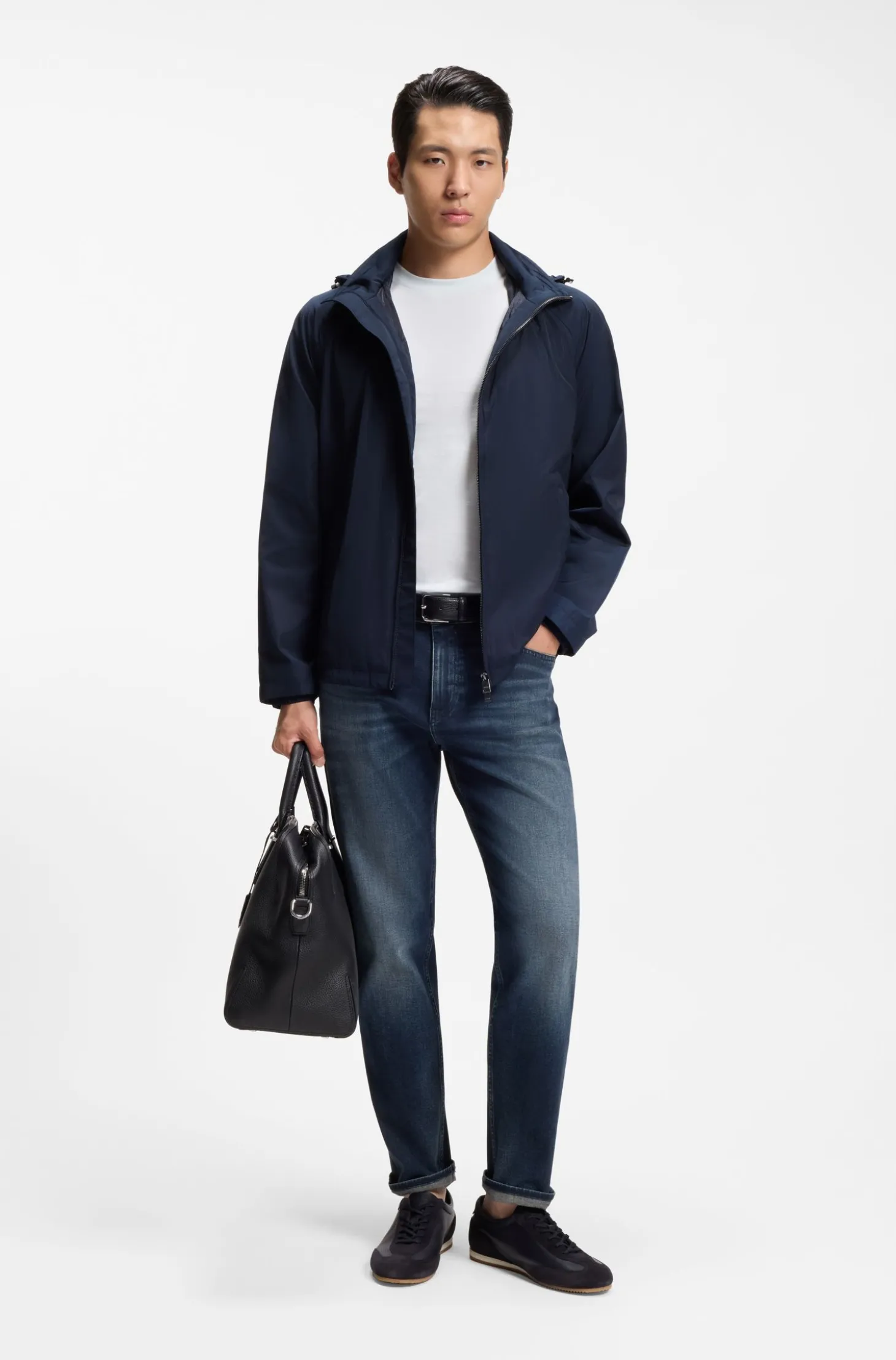 Maine Dunkelblaue Regular-Fit Jeans aus Stretch-Baumwolle