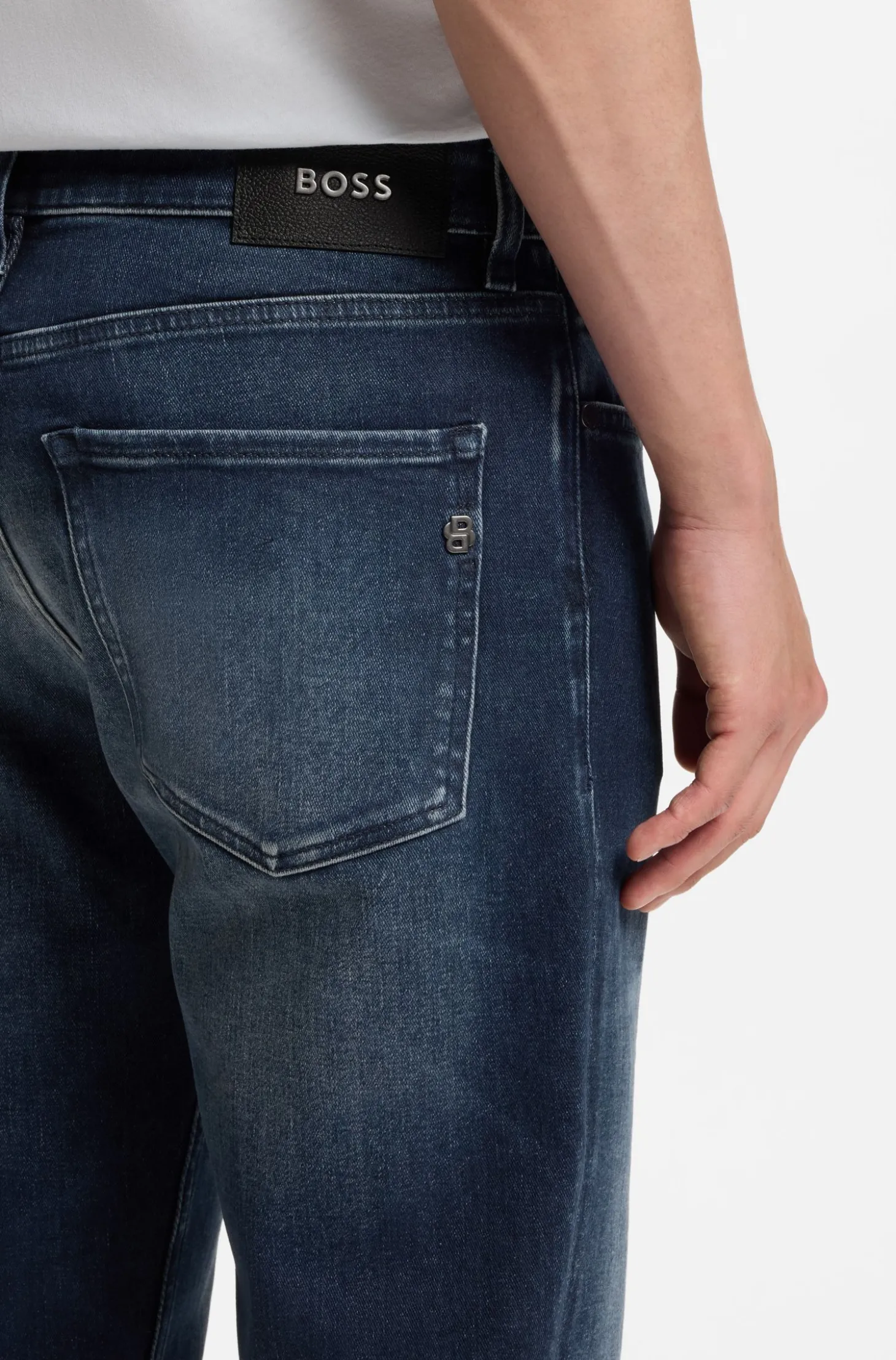 Maine Dunkelblaue Regular-Fit Jeans aus Stretch-Baumwolle