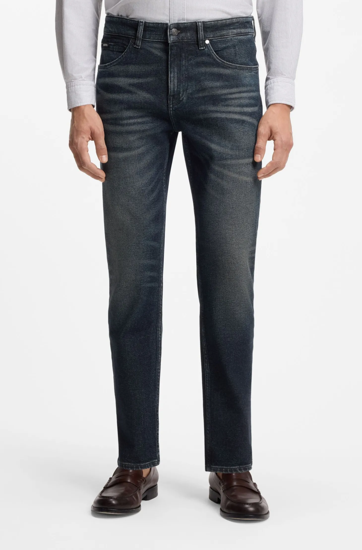 Maine Indigoblaue Regular-Fit Jeans aus elastischem Baumwoll-Mix
