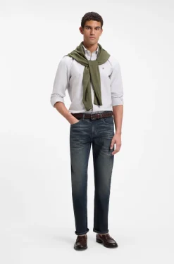 Maine Indigoblaue Regular-Fit Jeans aus elastischem Baumwoll-Mix