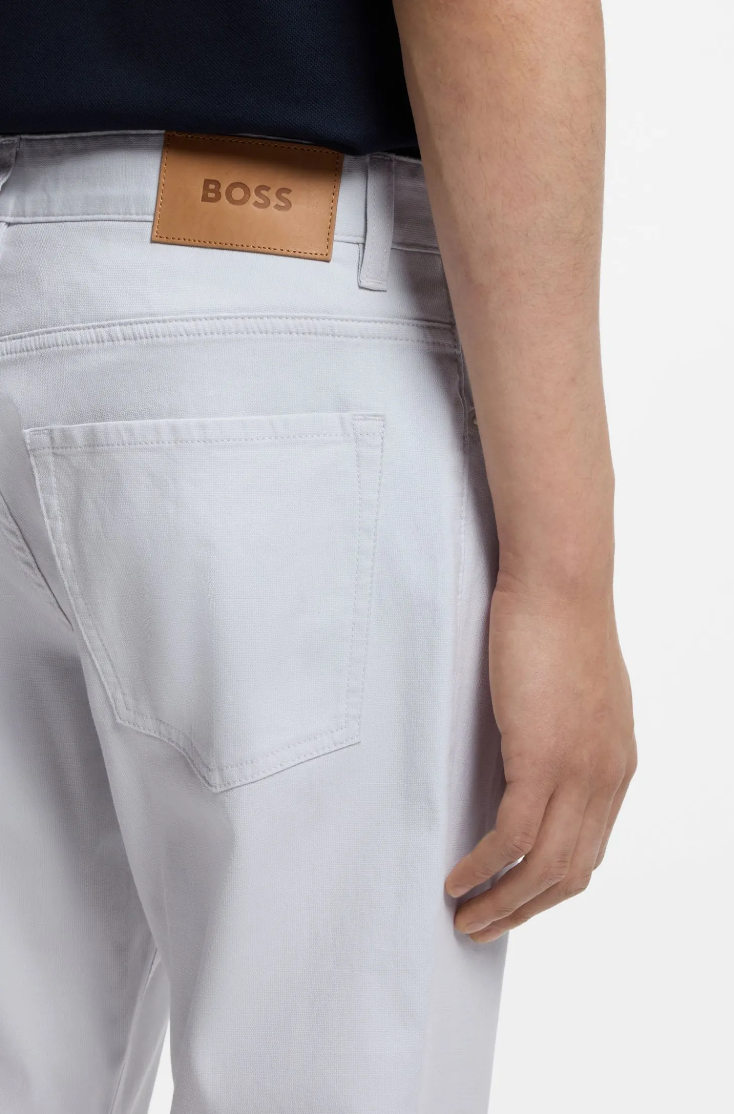 Maine Regular-Fit Hose aus elastischem Baumwoll-Dobby-Gewebe