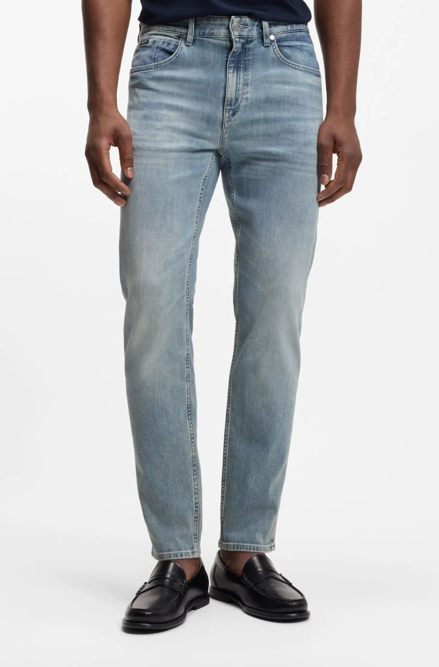 Maine Regular-Fit Jeans aus bequemem blauem Stretch-Denim