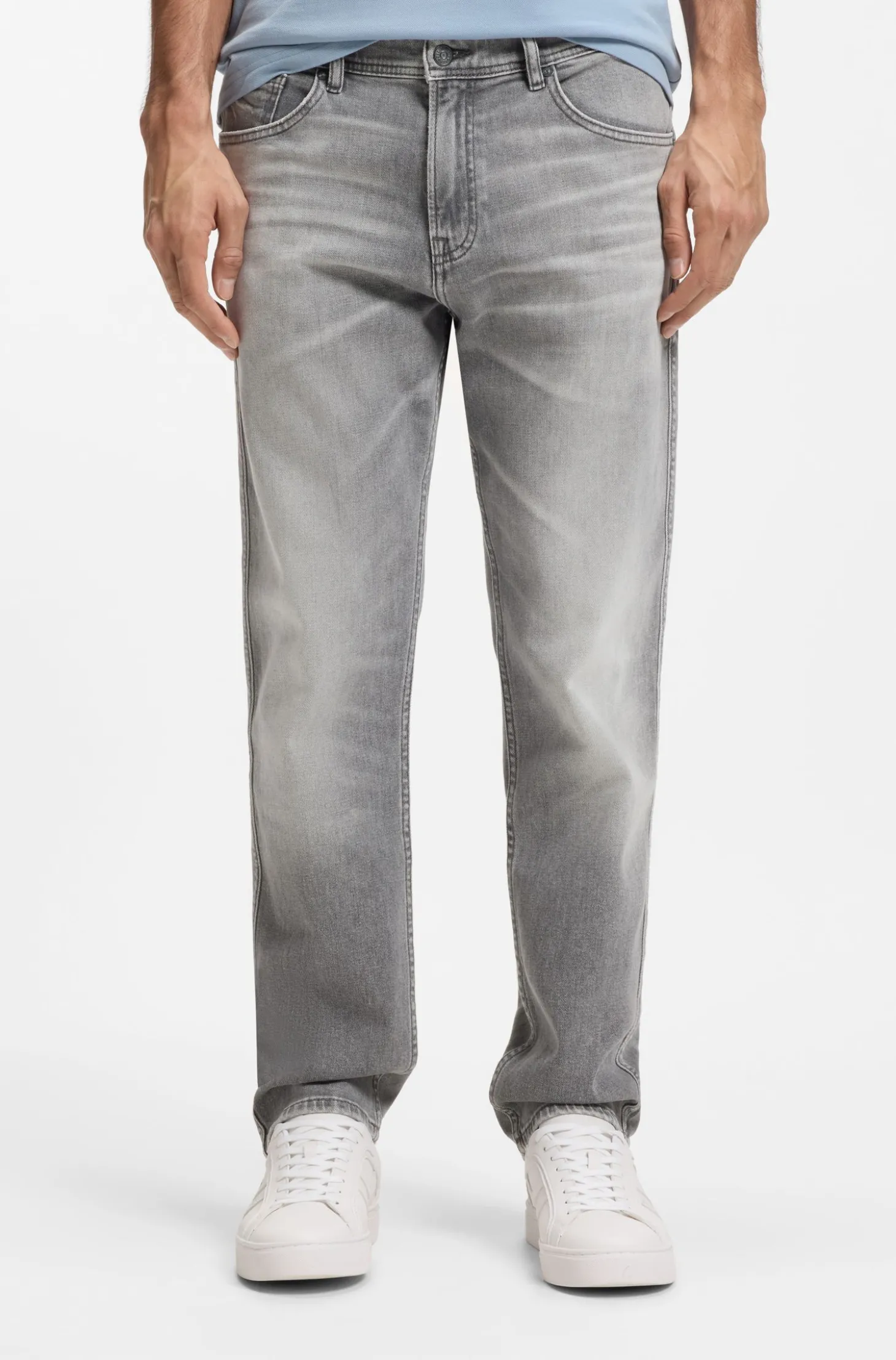 Maine Regular-Fit Jeans aus bequemem Stretch-Denim in Grau