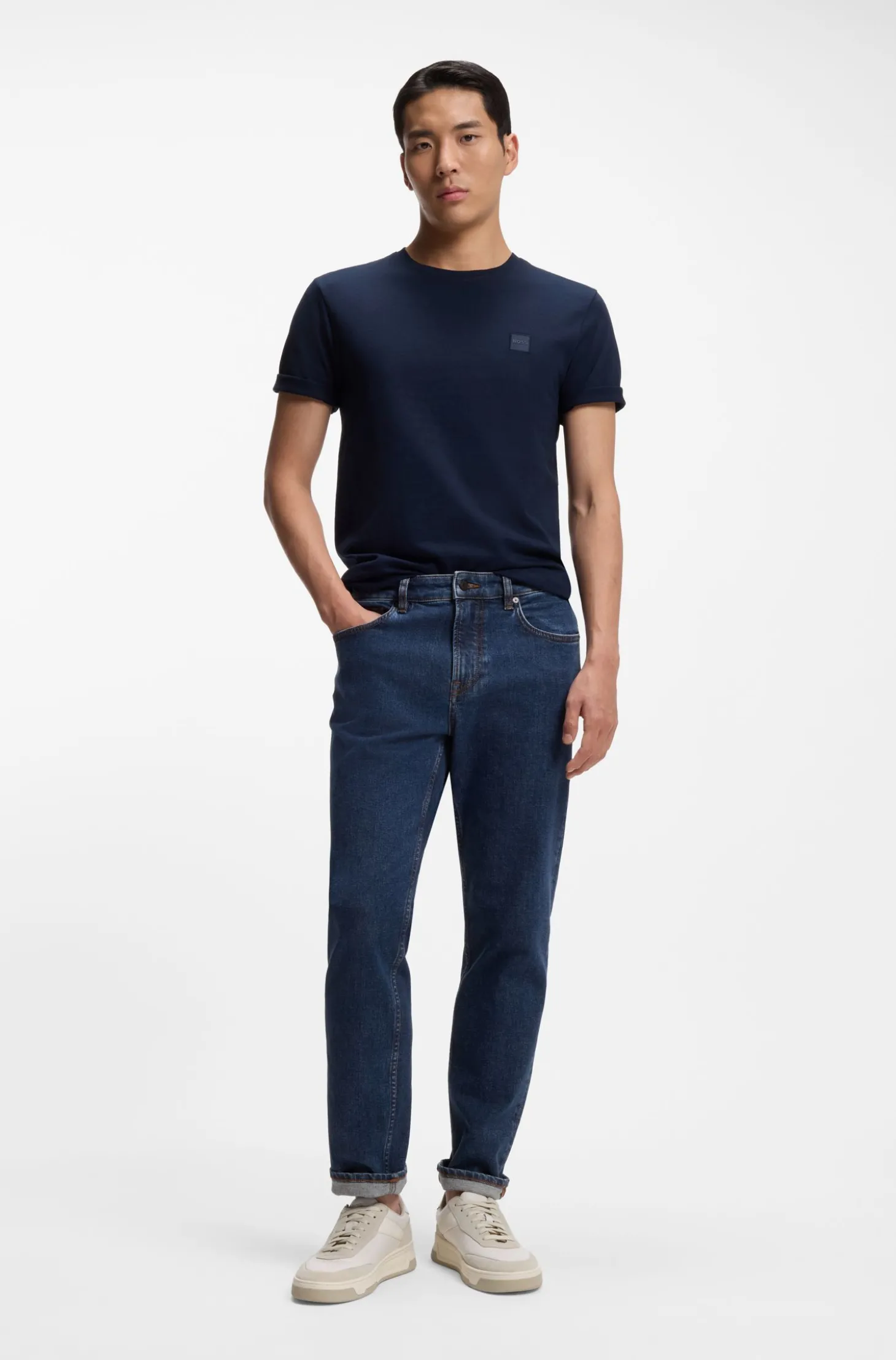 Maine Regular-Fit Jeans aus blauem Stretch-Denim