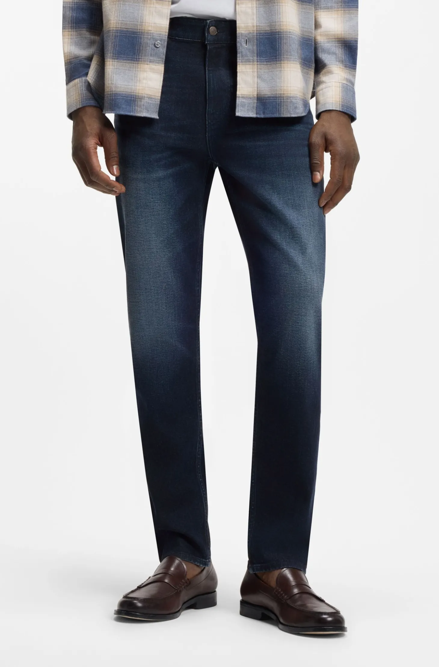 Maine Regular-Fit Jeans aus dunkelblauem extra-softem Denim