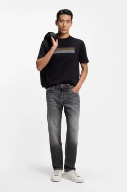 Maine Regular-Fit Jeans aus schwarzem Stretch-Denim